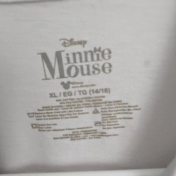 Disney White Minnie Mouse T-Shirt, Girl's XL (14-16), Red Polka Dot Dress - Picture 8 of 12